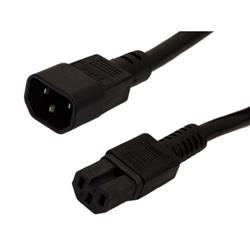 High Temperature Power Cord - C14 to C15 - 15 Amp - 25 FT - Black的图片